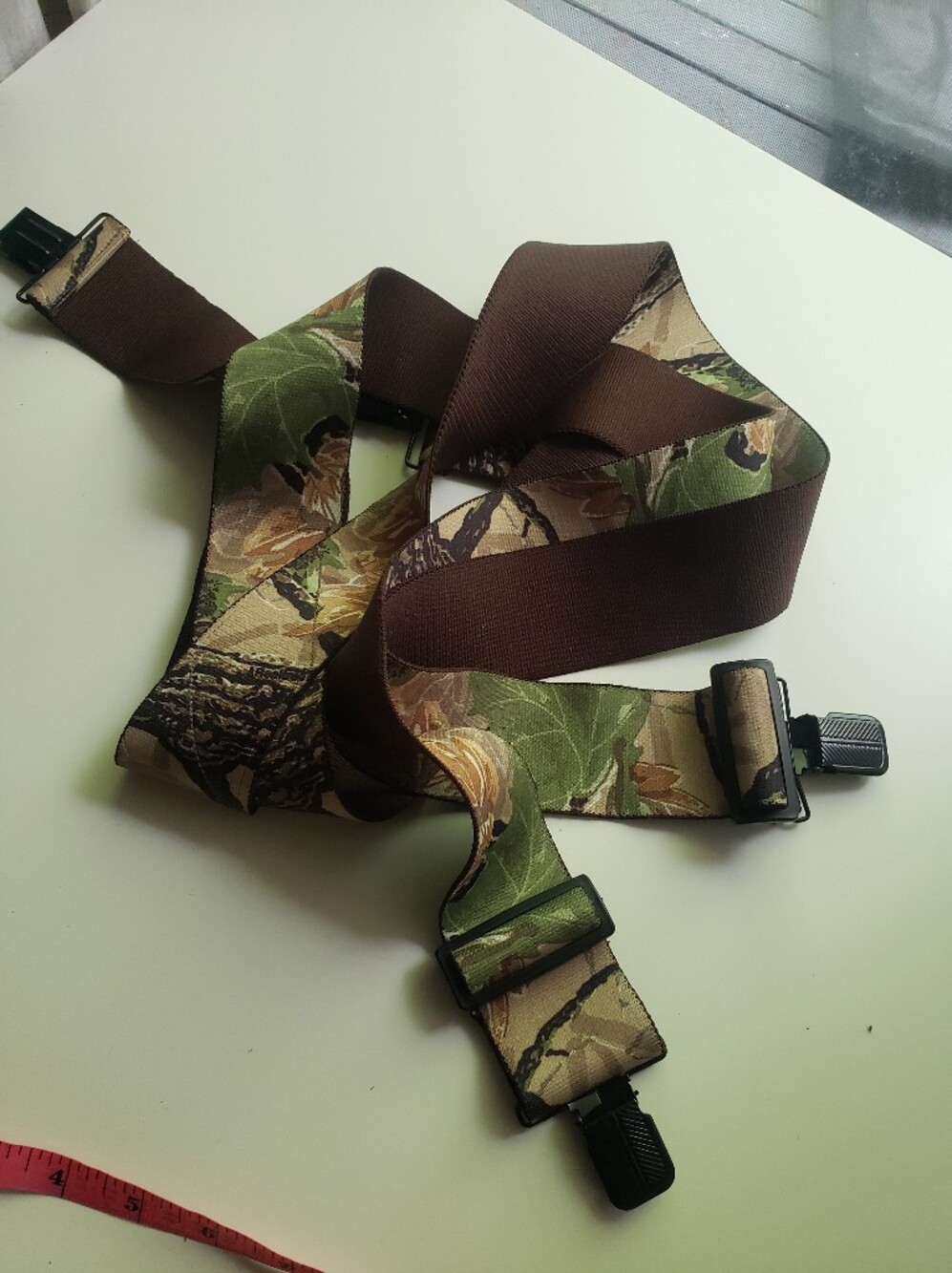 Men's Camouflage Suspenders in Brown and Green - Classic Outdoor Style